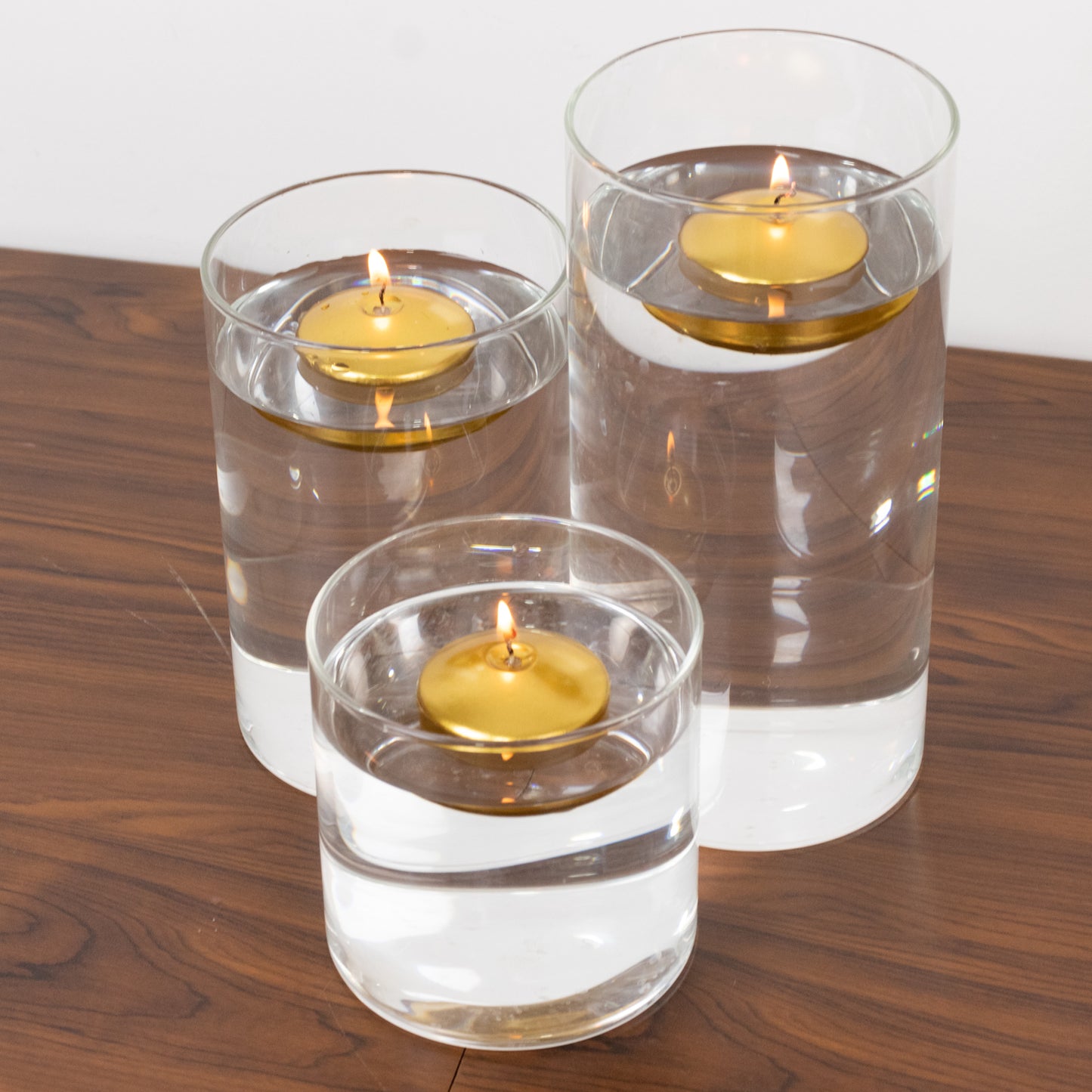 12 Pack 2" Metallic Gold Floating Candles – Unscented Dripless Long-Lasting Disc Wax Candles for Weddings & Table Décor