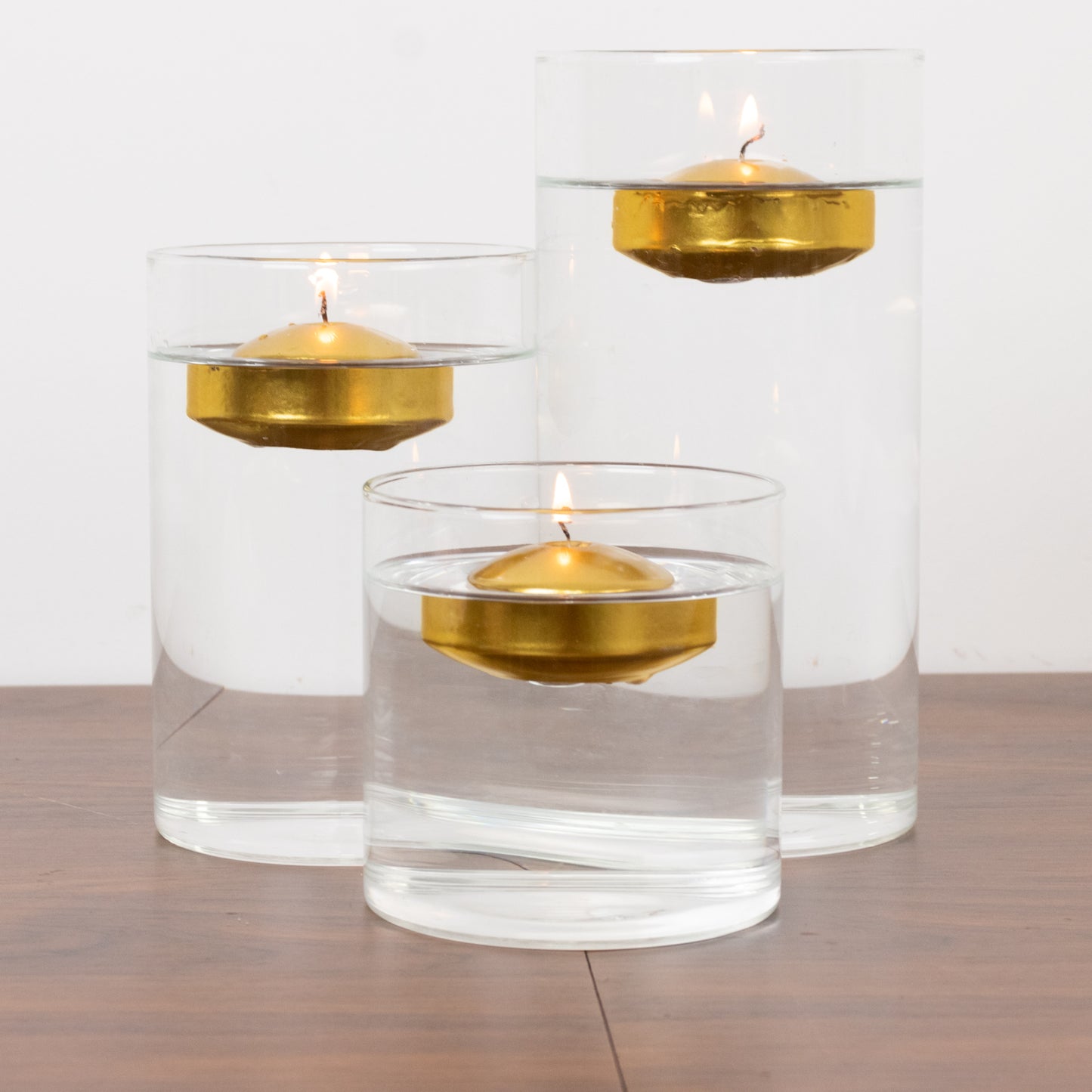 12 Pack 2" Metallic Gold Floating Candles – Unscented Dripless Long-Lasting Disc Wax Candles for Weddings & Table Décor