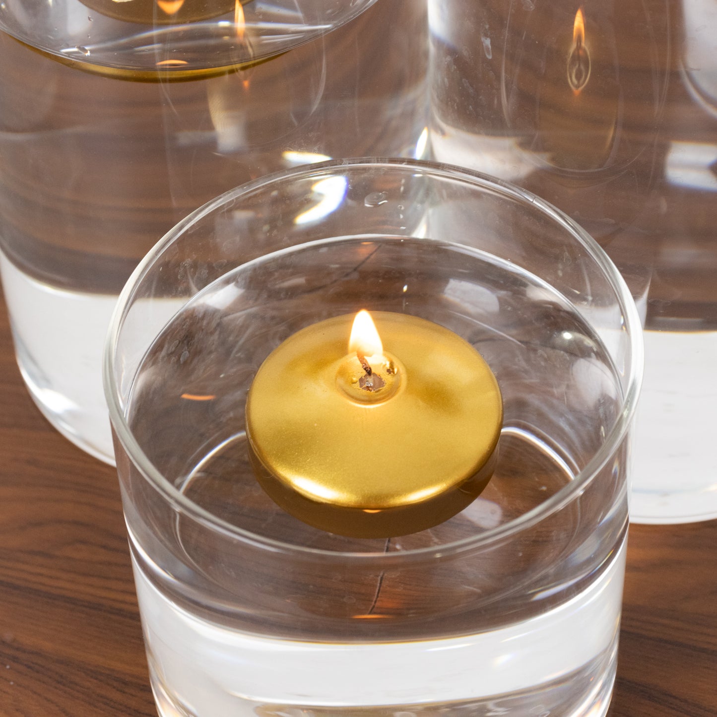 12 Pack 2" Metallic Gold Floating Candles – Unscented Dripless Long-Lasting Disc Wax Candles for Weddings & Table Décor