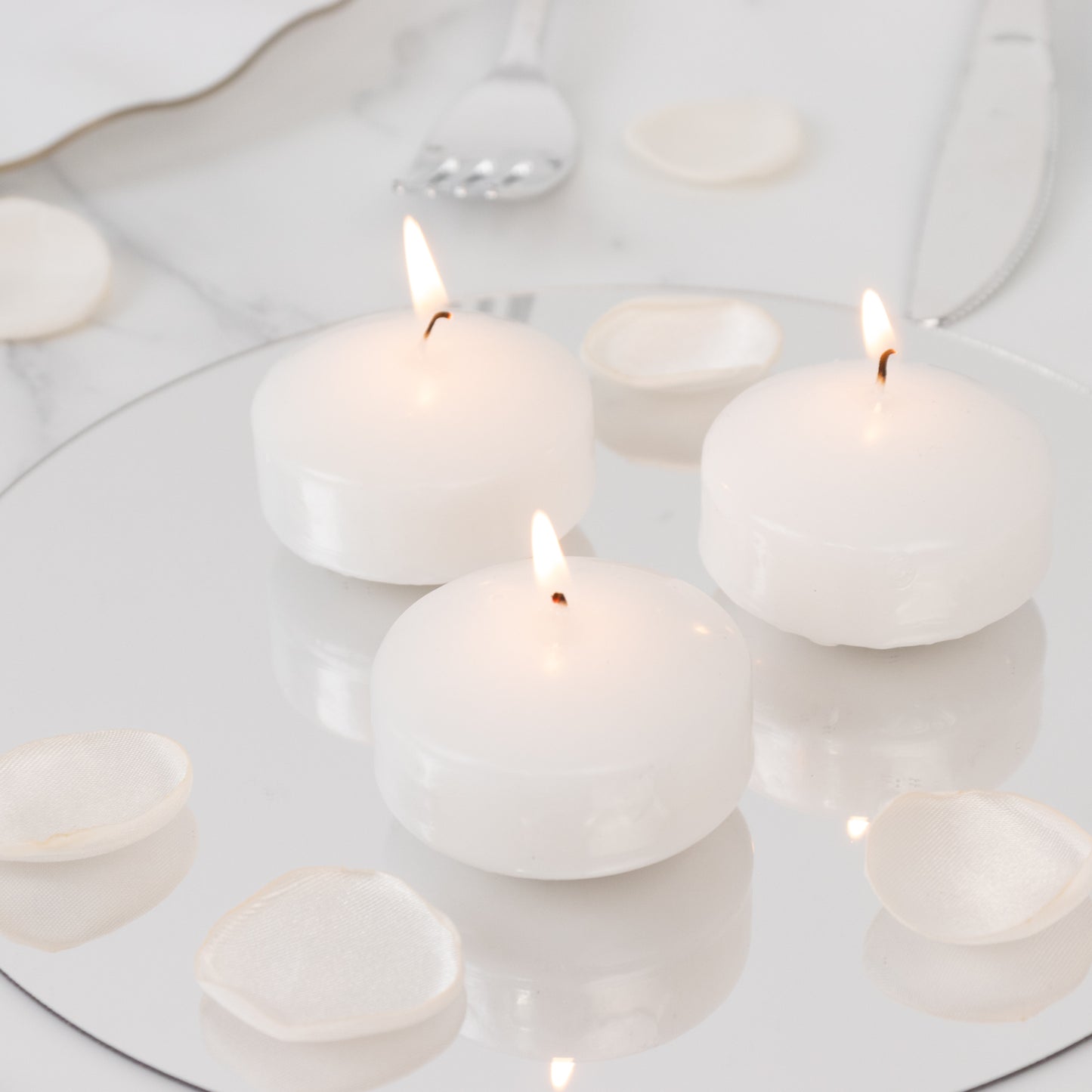 12 Pack 2" White Floating Candles – Unscented Dripless Long-Lasting Disc Wax Candles for Weddings & Table Décor