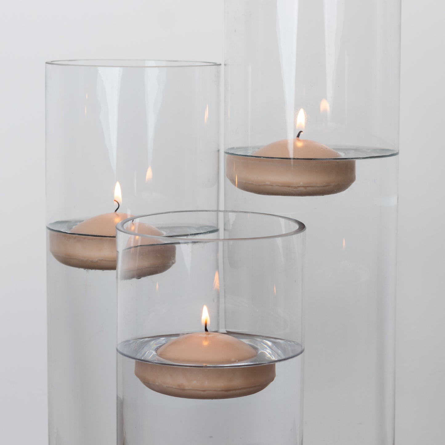 12 Pack 3" Beige Floating Candles, Unscented Dripless Wax Discs for Centerpieces