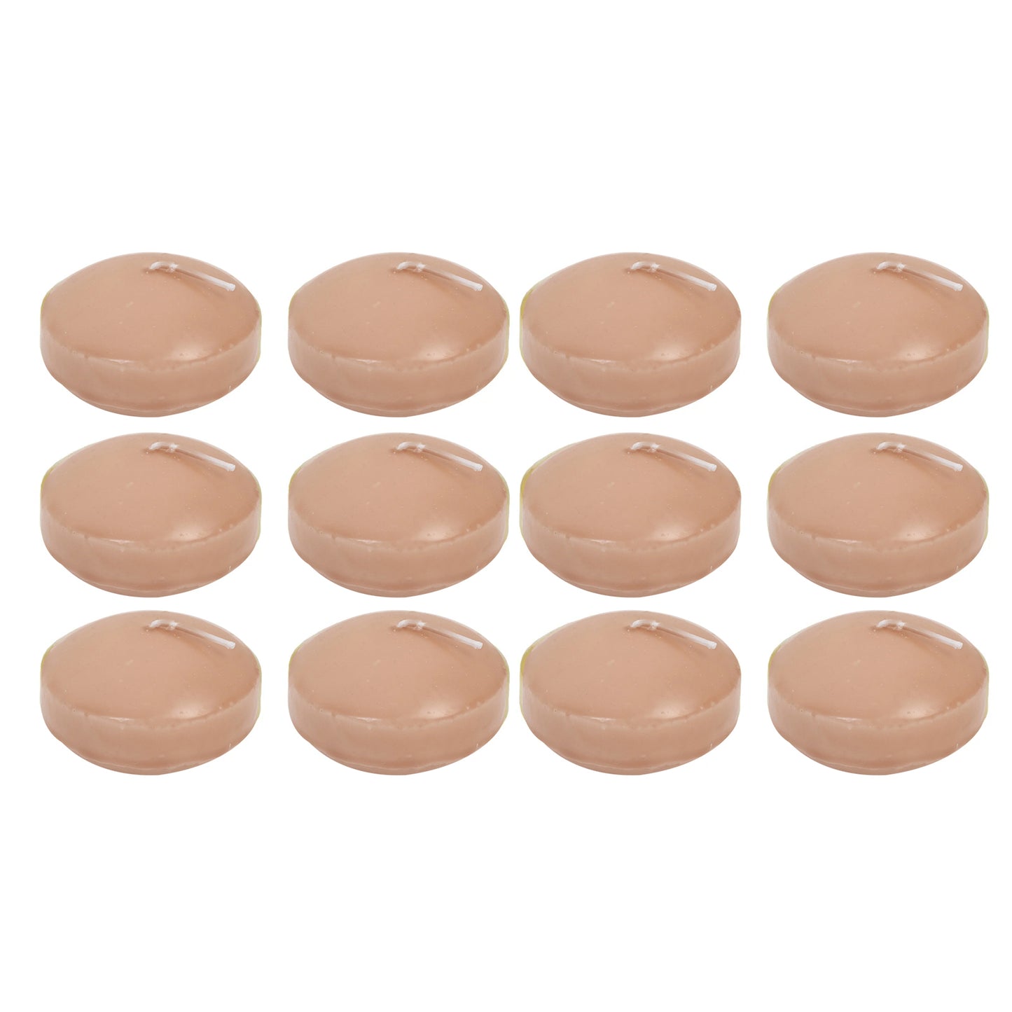 12 Pack 3" Beige Floating Candles, Unscented Dripless Wax Discs for Centerpieces