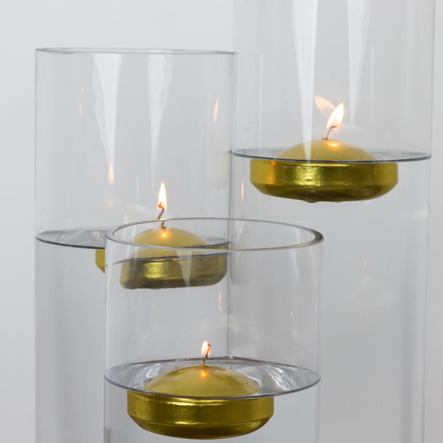 12 Pack 3" Gold Floating Candles, Unscented Dripless Wax Discs for Centerpieces