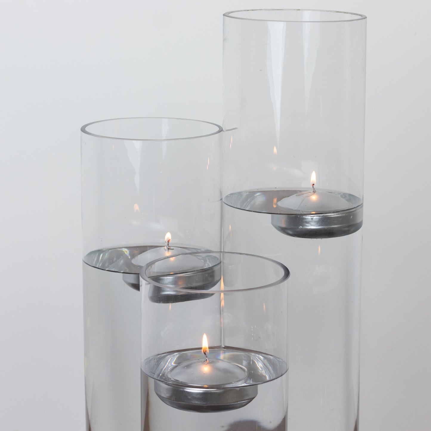 12 Pack 3" Silver Floating Candles, Unscented Dripless Wax Discs for Centerpieces