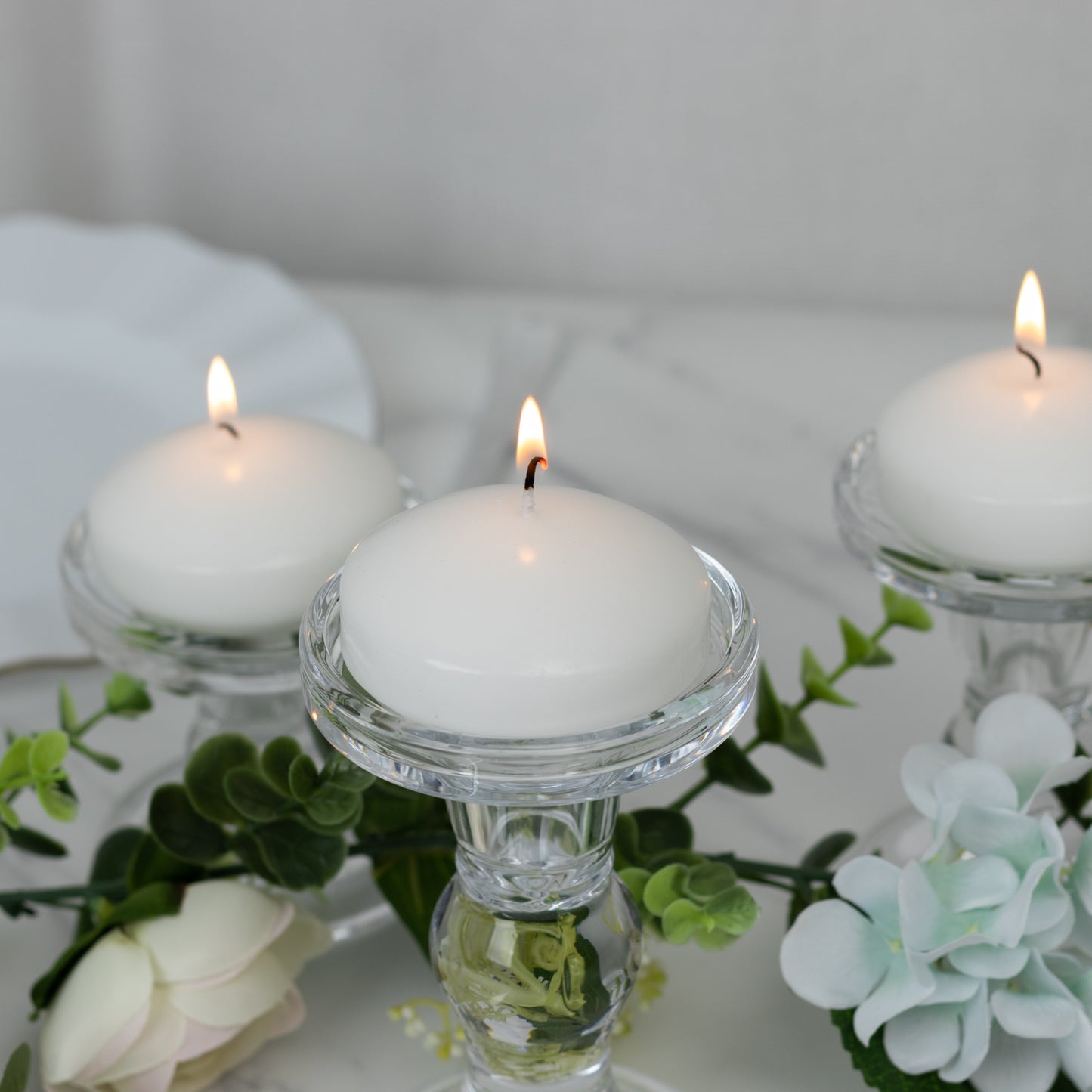 12 Pack 3" White Floating Candles, Unscented Dripless Wax Discs for Centerpieces