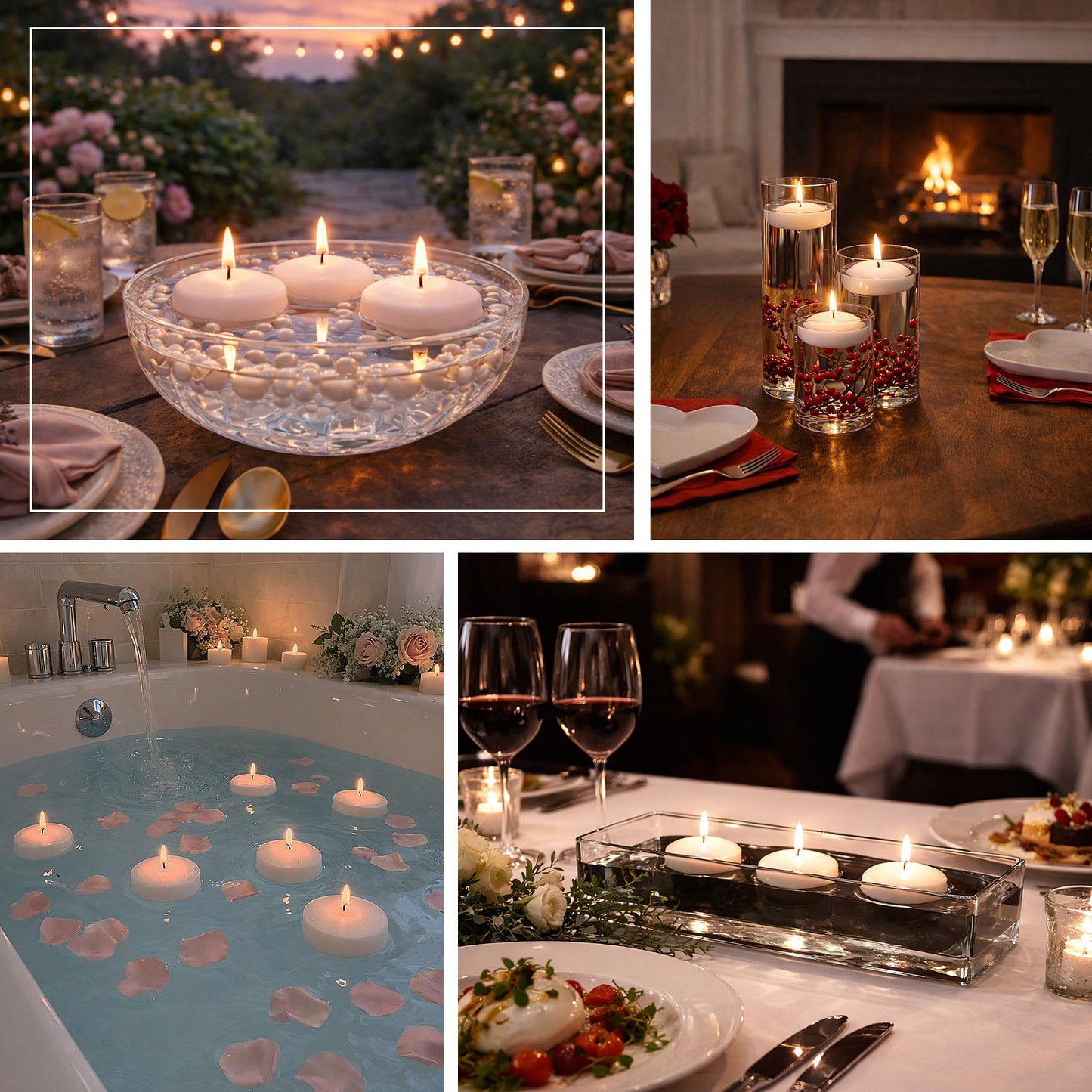 24 Pack White Floating Candles 3" – Unscented 8–10 Hour Burn, Dripless & Smokeless Disc Candles