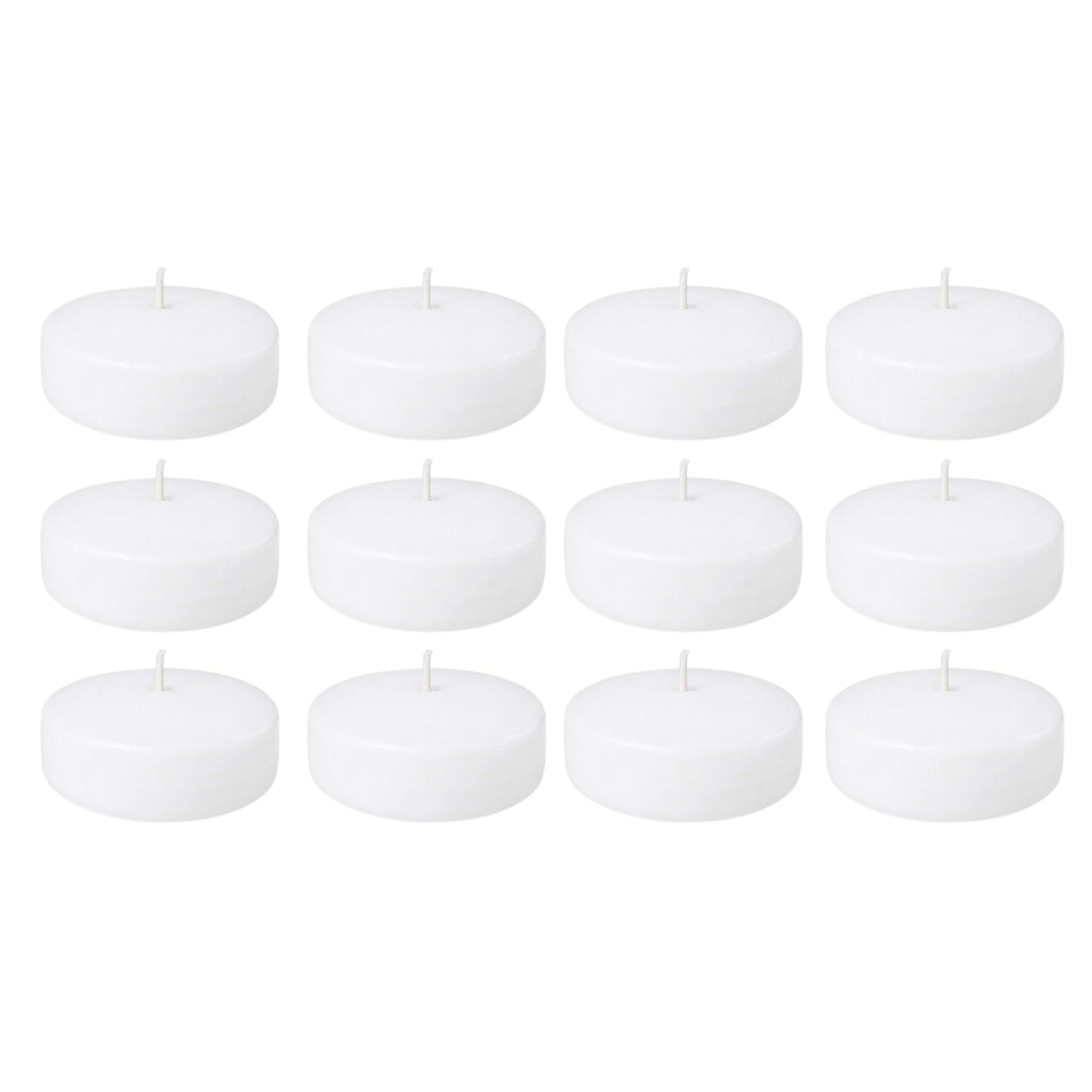 24 Pack White Floating Candles 3" – Unscented 8–10 Hour Burn, Dripless & Smokeless Disc Candles
