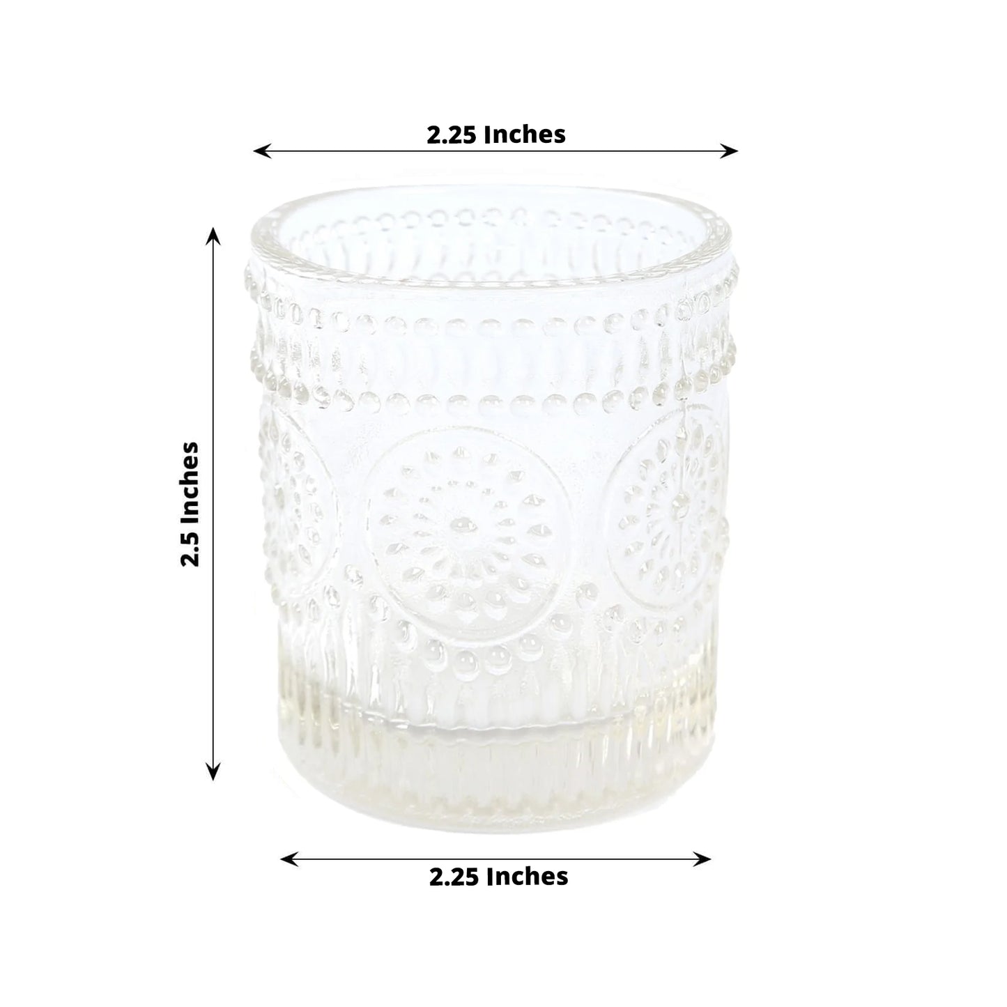 6-Pack Clear Glass Votive Tealight Holders - Stylish Primrose Design for Weddings & Décor