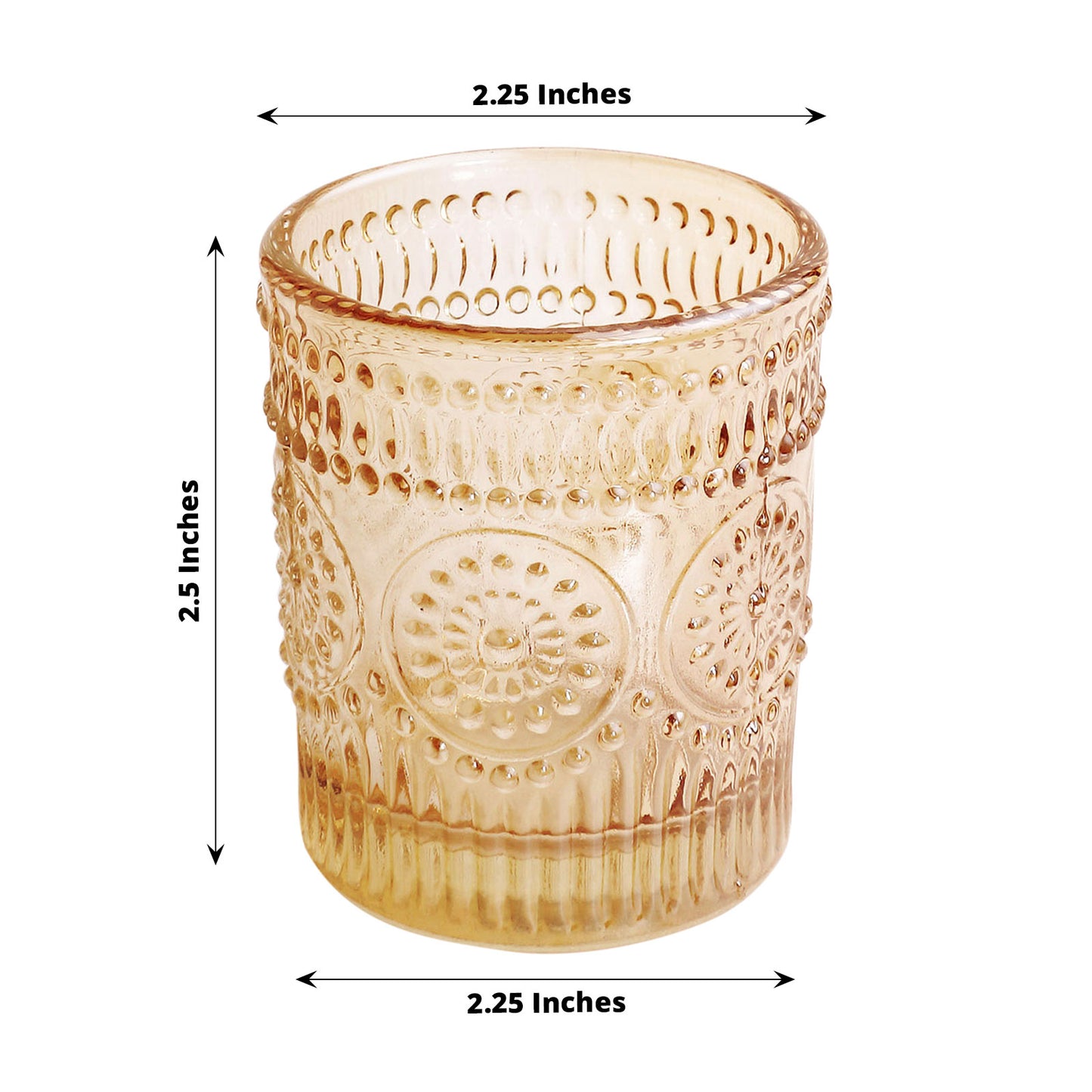 6 Pack Amber Gold Glass Primrose Candle Holders, Votive Tealight Holders