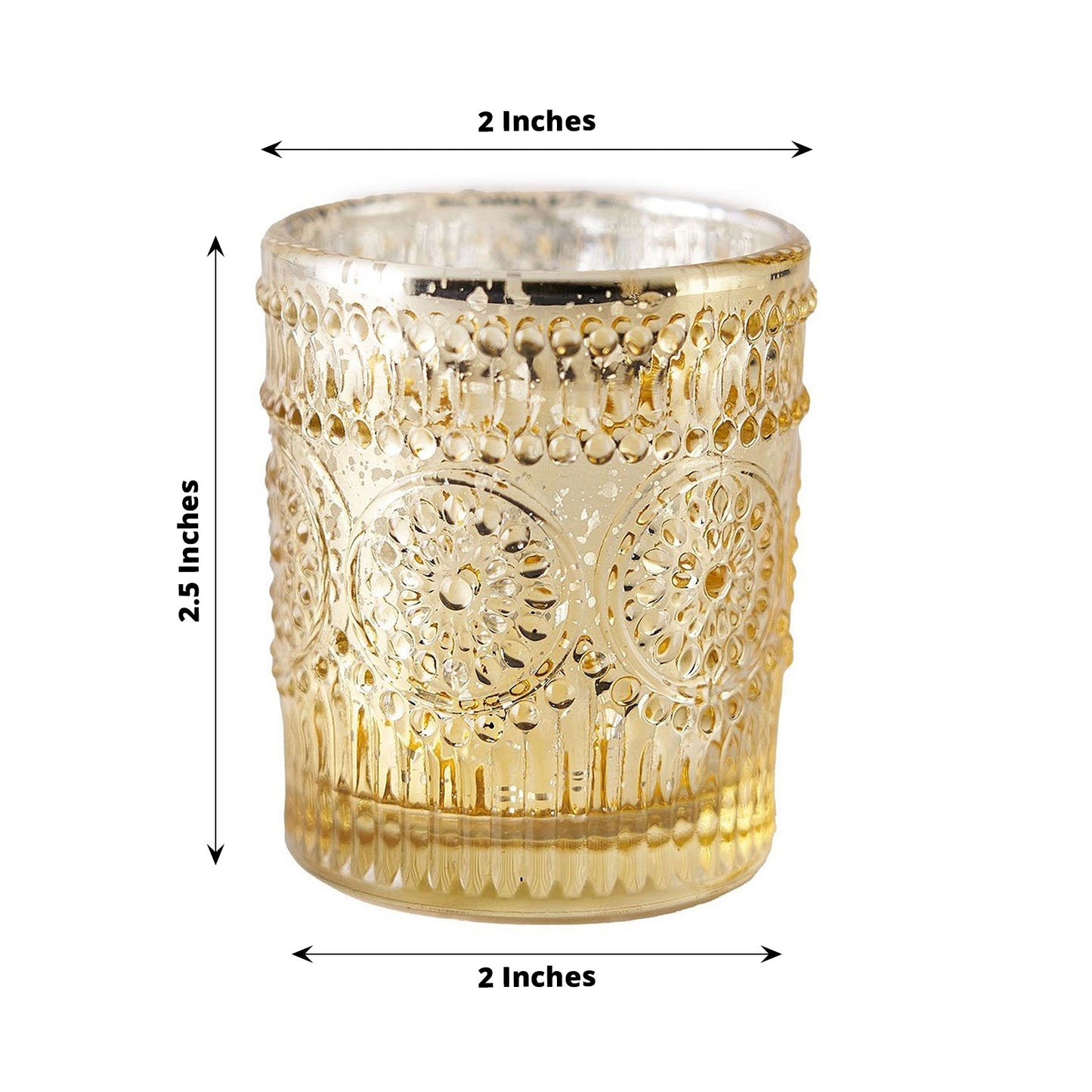 6 Pack Gold Votive Holders Mercury Glass Primrose Candle Holders