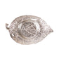 Shiny silver metal maple leaf tealight candle holder, vintage mini tea cup saucer.