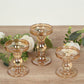 Set of 3 Amber Gold Premium Glass Taper Candle Holders with Round Candle Tray, Crystal Ball Stem Pillar Candlestick Stands Tea Light Holders with Stable Base - 3.5",4.5",5.5"