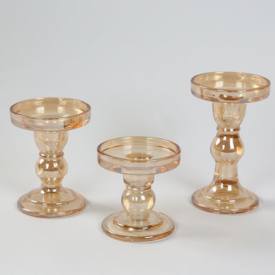 Amber Gold Premium Glass Pillar Candle Holders