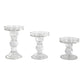 Set of 3 Clear Premium Glass Taper Candle Holders with Round Candle Tray, Crystal Ball Stem Pillar Candlestick Stands Tea Light Holders with Stable Base - 3.5",4.5",5.5"
