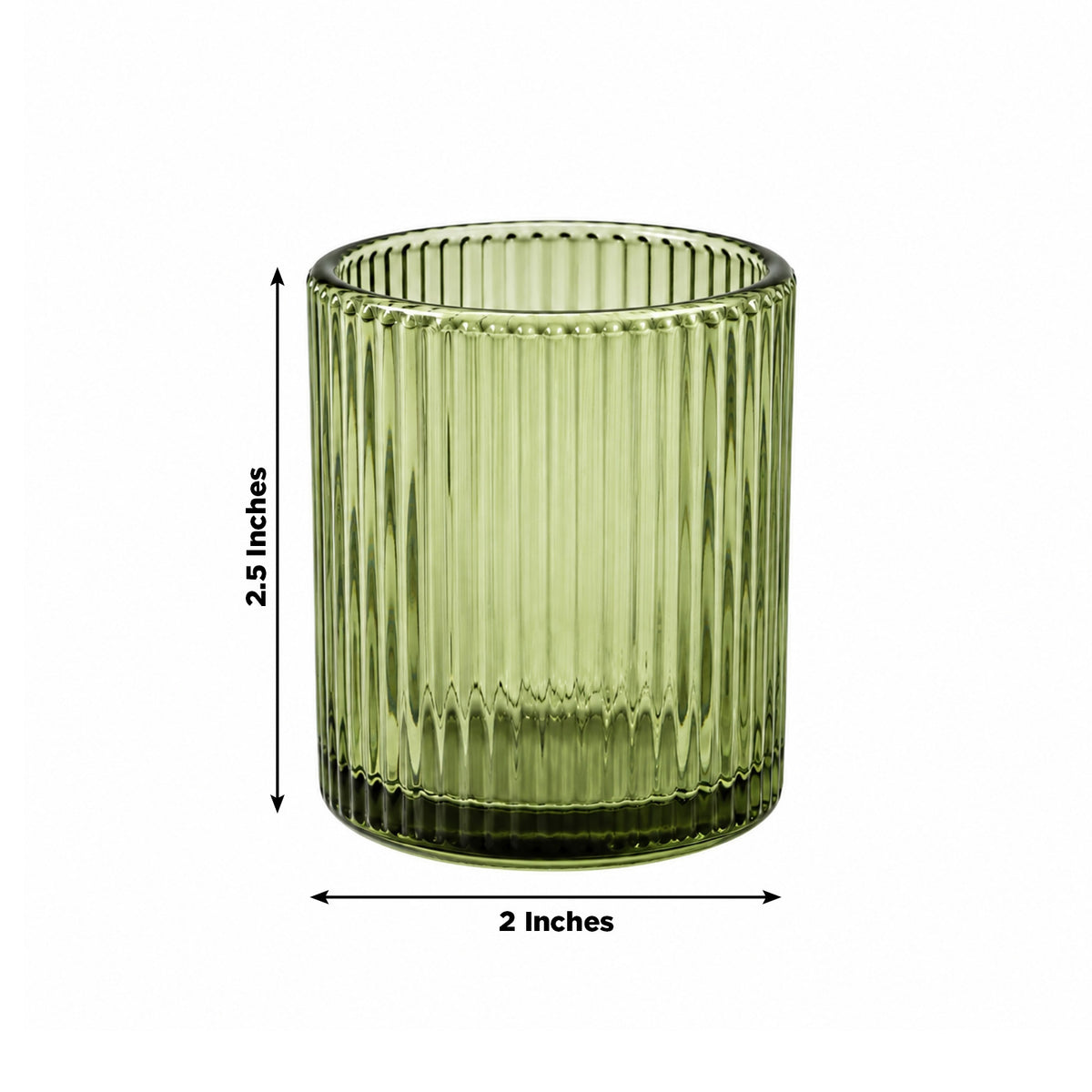 12 Pack Ribbed Glass Votive Candle Holders – Dusty Sage Green, 2.5" Tealight Cups for Tabletop Light