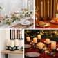 Gold metal candle holders for elegant table decor.