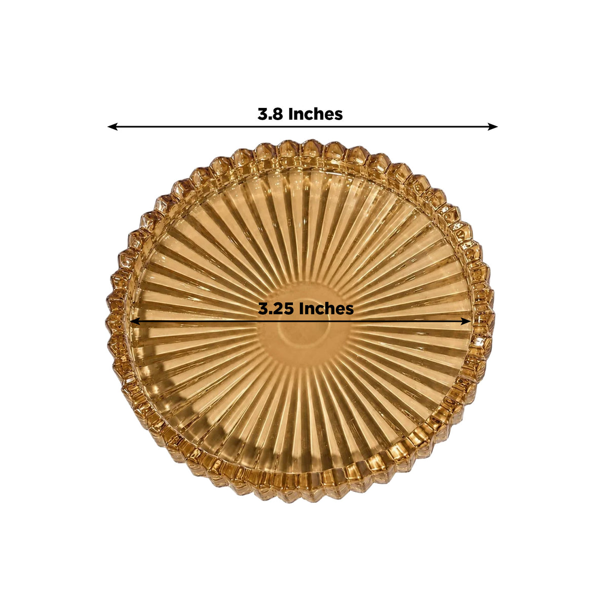 6 Pack Sunburst Glass Pillar Candle Holder Plates, Amber Gold 3.8" Round Trays for LED & Wax Pillar 