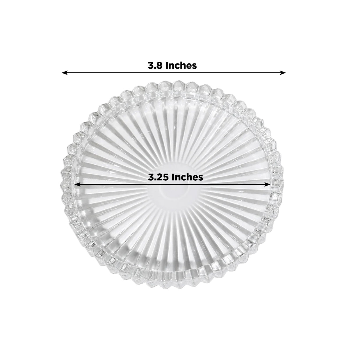 6 Pack Sunburst Glass Pillar Candle Holder Plates, Clear 3.8" Round Trays for LED & Wax Pillar Candl