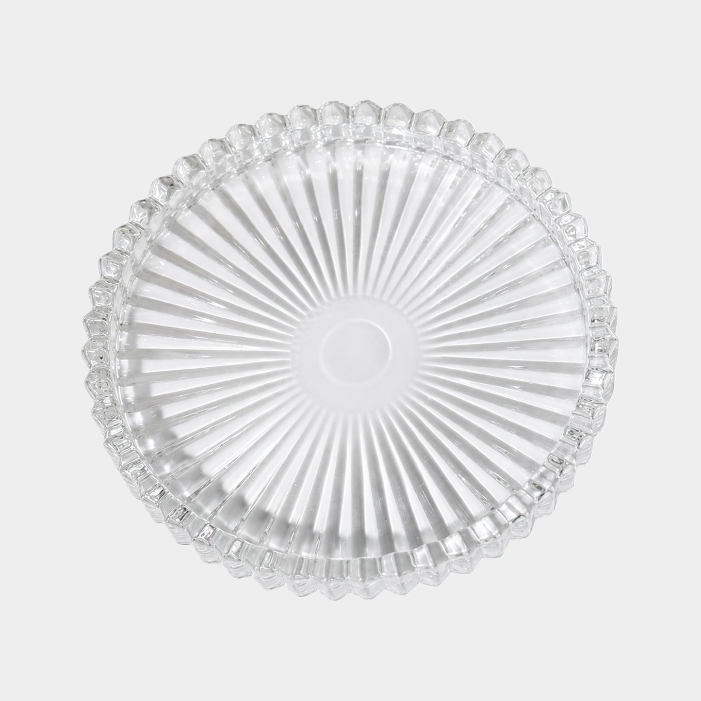 6 Pack Sunburst Glass Pillar Candle Holder Plates, Clear 3.8" Round Trays for LED & Wax Pillar Candl