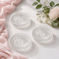 6 Pack Sunburst Glass Pillar Candle Holder Plates, Clear 3.8" Round Trays for LED & Wax Pillar Candl