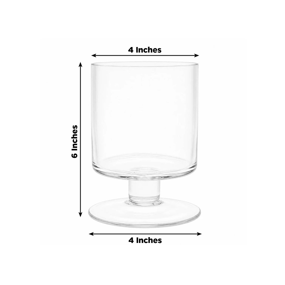 4 Pack Glass Hurricane Candle Holders Clear with Short Stem, 6" Tall for Pillar Candles