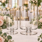 4 Pack Glass Hurricane Candle Holders Clear with Short Stem, 6" Tall for Pillar Candles