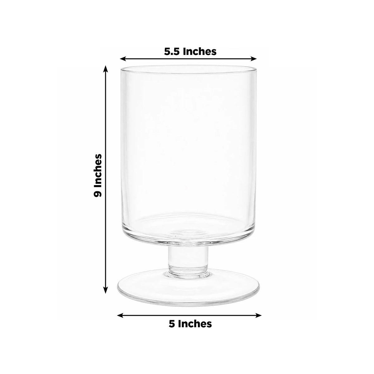 4 Pack Glass Hurricane Candle Holders Clear with Short Stem, 9" Tall for Pillar Candles