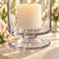 4 Pack Glass Hurricane Candle Holders Clear with Short Stem, 9" Tall for Pillar Candles