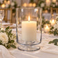 4 Pack Glass Hurricane Candle Holders Clear with Short Stem, 9" Tall for Pillar Candles
