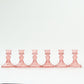 6 Pack Dusty Rose Diamond Pattern Glass Pillar Votive Candle Stands, 4" Reversible Crystal Taper Candlestick Holders