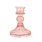 6 Pack Dusty Rose Diamond Pattern Glass Pillar Votive Candle Stands, 4" Reversible Crystal Taper Candlestick Holders