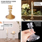 6 Pack | 4" Amber Gold Glass Diamond Pattern Taper Candlestick Holders, Reversible Crystal Pillar Votive Candle Stands