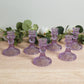 6 Pack Glass Pillar Votive Candle Stands with Diamond Pattern, Reversible Crystal Taper Candlestick Holders, Lavender Lilac - 4"