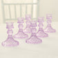 6 Pack Glass Pillar Votive Candle Stands with Diamond Pattern, Reversible Crystal Taper Candlestick Holders, Lavender Lilac - 4"