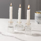 Set of 6 Clear Ribbed Crystal Glass 3" Taper Candle Holders With Gold Rim, Reversible Mini Votive Tealight Candle Stands