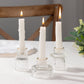 Set of 6 Clear Ribbed Crystal Glass 3" Taper Candle Holders With Gold Rim, Reversible Mini Votive Tealight Candle Stands