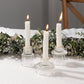 Set of 6 Clear Ribbed Crystal Glass 3" Taper Candle Holders With Gold Rim, Reversible Mini Votive Tealight Candle Stands