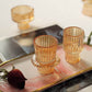 Set of 6 Amber Gold Ribbed Crystal Glass 3" Taper Candle Holders, Reversible Mini Votive Tealight Candle Stands