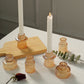 Set of 6 Amber Gold Ribbed Crystal Glass 3" Taper Candle Holders, Reversible Mini Votive Tealight Candle Stands