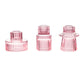 Set of 6 Pink Ribbed Crystal Glass 3" Taper Candle Holders, Reversible Mini Votive Tealight Candle Stands