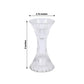 2 Pack | 5" Clear Crystal Hour Glass Taper Candle Holders, Reversible Pillar Candlestick Stands With Diagonal Stripes