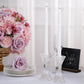 2 Pack | 5" Clear Crystal Hour Glass Taper Candle Holders, Reversible Pillar Candlestick Stands With Diagonal Stripes