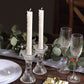 2 Pack | 5" Clear Crystal Hour Glass Taper Candle Holders, Reversible Pillar Candlestick Stands With Diagonal Stripes