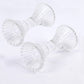 2 Pack | 5" Clear Crystal Hour Glass Taper Candle Holders, Reversible Pillar Candlestick Stands With Diagonal Stripes