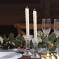 2 Pack | 5" Clear Crystal Hour Glass Taper Candle Holders, Reversible Pillar Candlestick Stands With Diagonal Stripes
