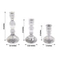 Set of 3 Clear Ribbed Glass Taper Candlestick Holders, Fluted Crystal Candle Stands - 4", 6", 8"