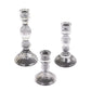 Set of 3 Clear Ribbed Glass Taper Candlestick Holders, Fluted Crystal Candle Stands - 4", 6", 8"