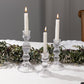 Set of 3 Clear Ribbed Glass Taper Candlestick Holders, Fluted Crystal Candle Stands - 4", 6", 8"