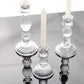 Set of 3 Clear Ribbed Glass Taper Candlestick Holders, Fluted Crystal Candle Stands - 4", 6", 8"
