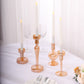 Set of 4 Assorted Amber Gold Glass Taper Votive Candle Stands, Lined Crystal Glass Tea Light Candle Holder Set - 4", 5.5", 6", 9"